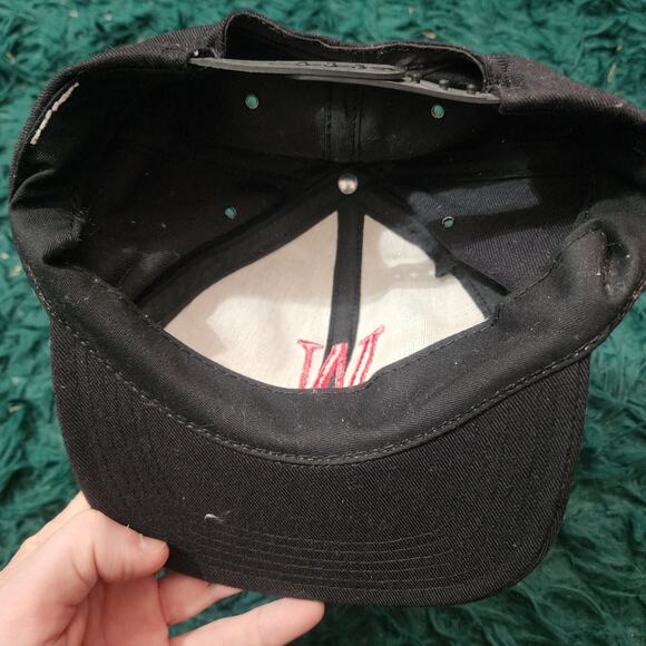 Vintage Winston Cigarettes Hat Black Red W Logo Made in USA Snapback Cap - Picture 5 of 5